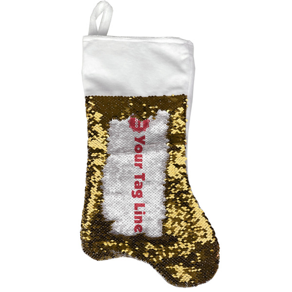 Custom Logo & Tag Line Reversible Sequin Stocking - Gold (Personalized)