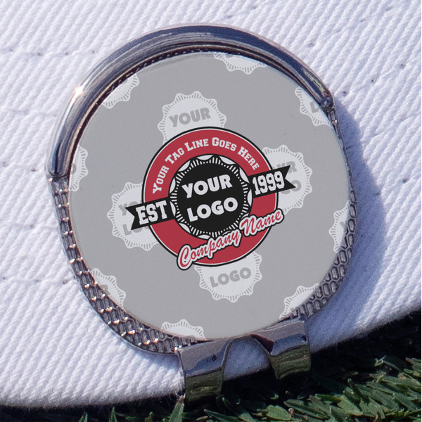 Custom Logo & Tag Line Golf Ball Marker - Hat Clip