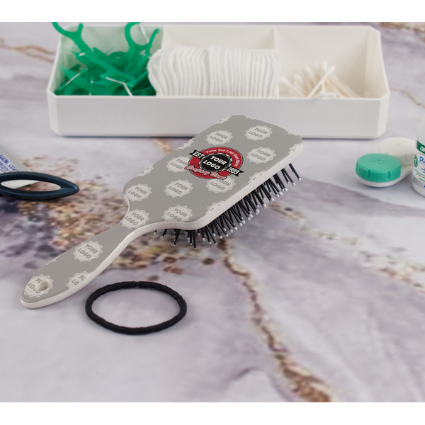 Logo & Tag Line Hair Brush - In Bathroom