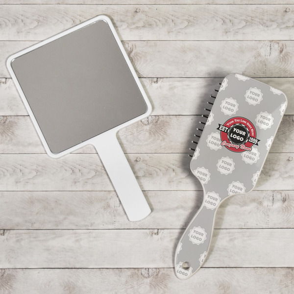 Logo & Tag Line Hair Brush - In Context