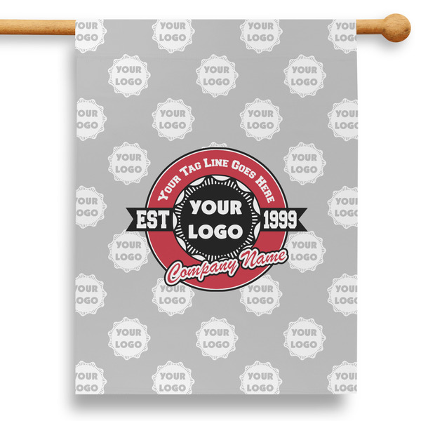 Custom Logo & Tag Line 28" House Flag - Single-Sided w/ Logos