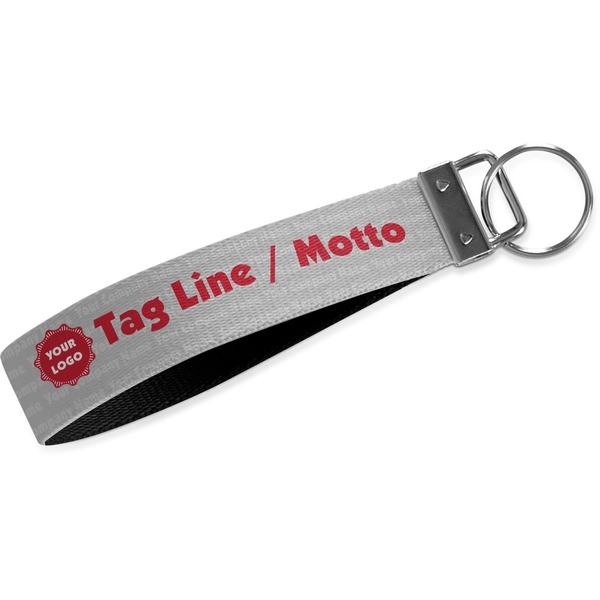 Custom Logo & Tag Line Webbing Keychain Fob - Large (Personalized)