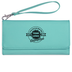 Logo & Tag Line Ladies Leatherette Wallet - Laser Engraved - Teal (Personalized)