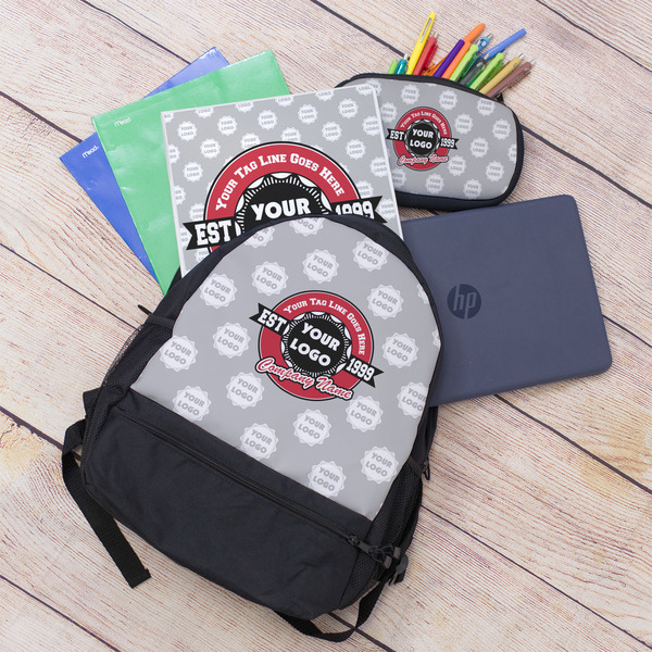 Logo & Tag Line Large Backpack - Black - With Stuff