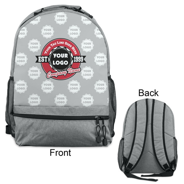 Logo & Tag Line Large Backpack - Gray - Front & Back View