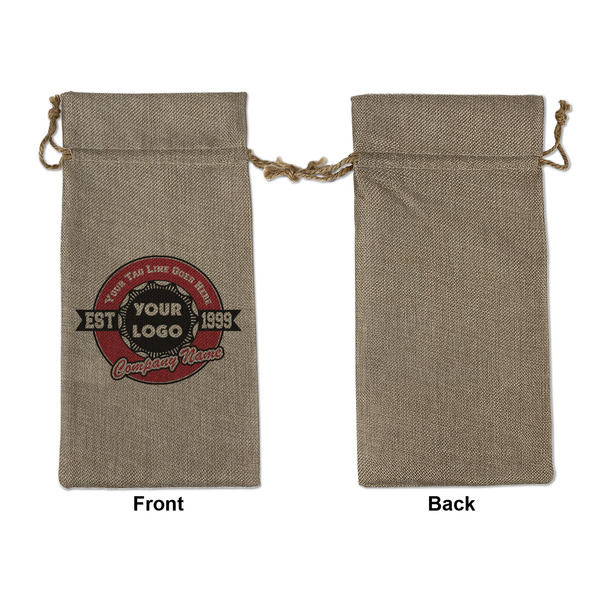 Logo & Tag Line Large Burlap Gift Bags - Front Approval