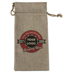 Logo & Tag Line Large Burlap Gift Bag - Front (Personalized)