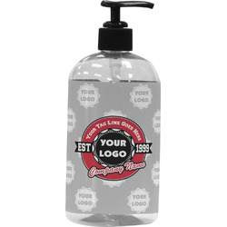 Logo & Tag Line Plastic Soap / Lotion Dispenser - 16 oz - Large - Black (Personalized)