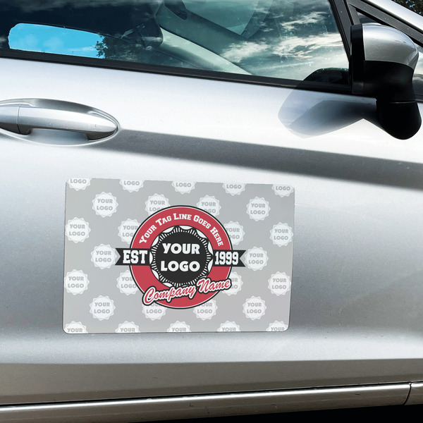 Logo & Tag Line Large Rectangle Car Magnets- In Context