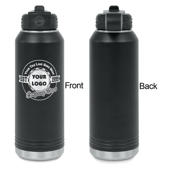 Logo & Tag Line Laser Engraved Water Bottles - Front Engraving - Front & Back View