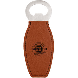 Logo & Tag Line Leatherette Bottle Opener - Single-Sided (Personalized)