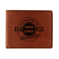 Logo & Tag Line Leatherette Bifold Wallet - Single-Sided (Personalized)