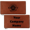 Logo & Tag Line Leather Checkbook Holder Front and Back