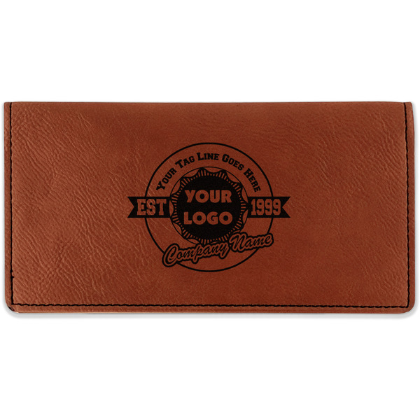 Custom Logo & Tag Line Leatherette Checkbook Holder - Single-Sided (Personalized)