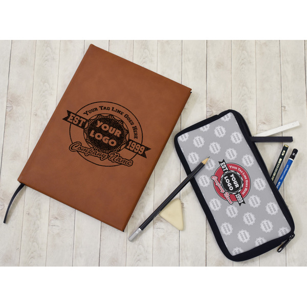 Logo & Tag Line Leather Sketchbook - Small - Single Sided - In Context