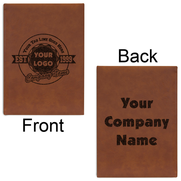 Logo & Tag Line Leatherette Journals - Large - Double Sided - Front & Back View