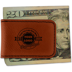 Logo & Tag Line Leatherette Magnetic Money Clip (Personalized)