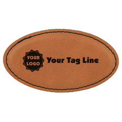 Logo & Tag Line Leatherette Oval Name Badge with Magnet (Personalized)