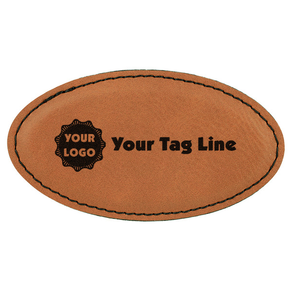 Custom Logo & Tag Line Leatherette Oval Name Badge with Magnet (Personalized)