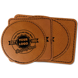 Logo & Tag Line Faux Leather Iron On Patch (Personalized)