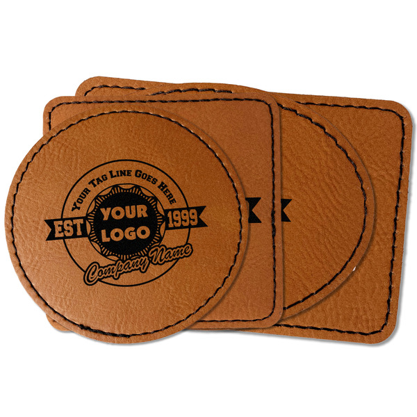 Custom Logo & Tag Line Faux Leather Iron On Patch (Personalized)
