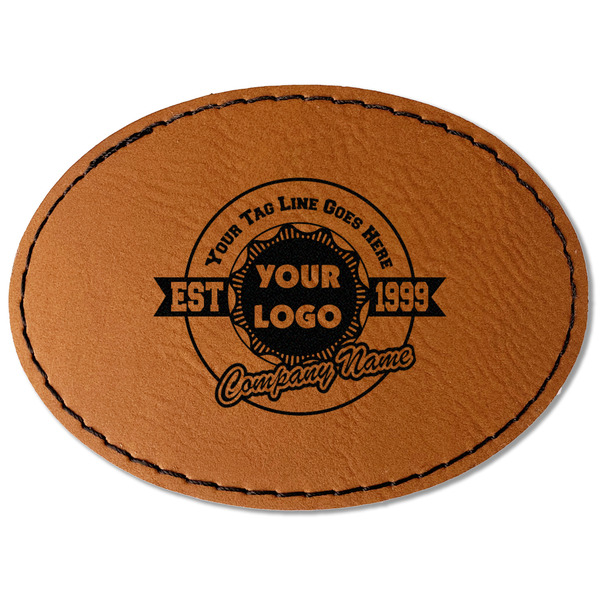 Logo & Tag Line Leatherette Patches - Oval