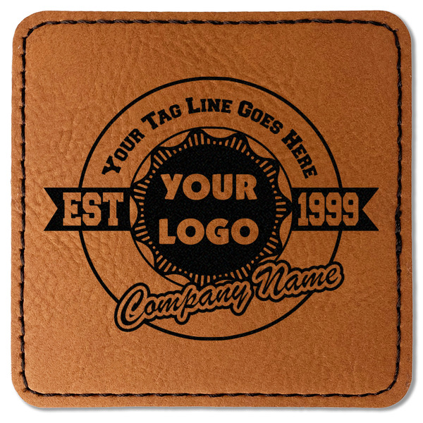 Logo & Tag Line Leatherette Patches - Square