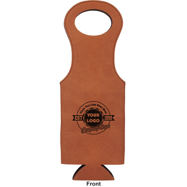Logo & Tag Line Leatherette Wine Tote Single Sided - Front and Back