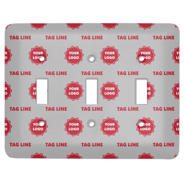 Custom Logo & Tag Line Light Switch Cover - 3 Toggle Plate (Personalized)