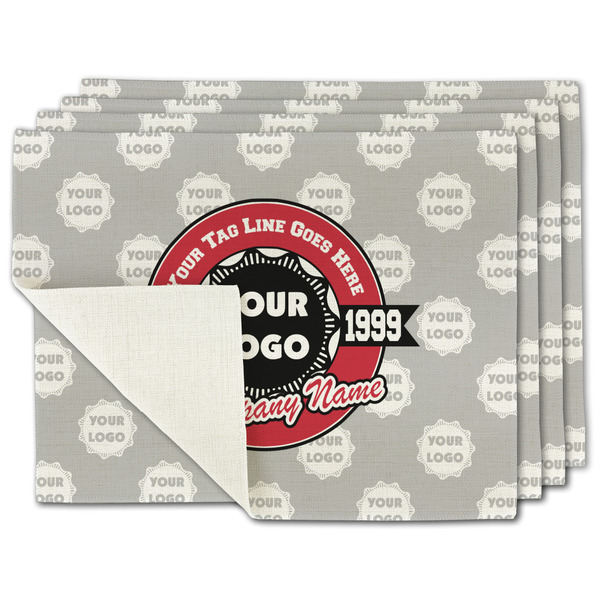 Custom Logo & Tag Line Single-Sided Linen Placemat - Set of 4 w/ Logos