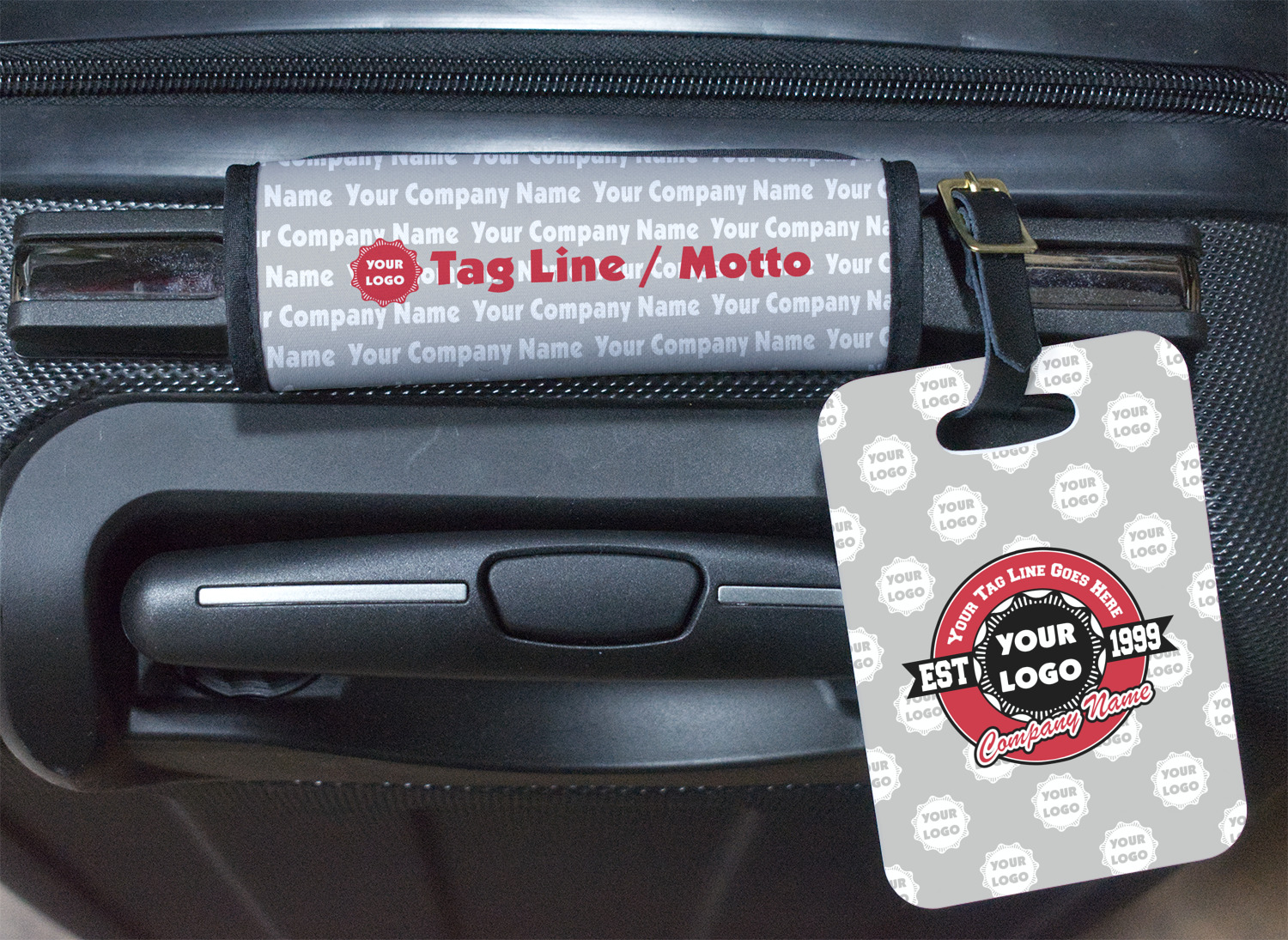 Logo & Tag Line Metal Luggage Tag w/ Name or Text YouCustomizeIt