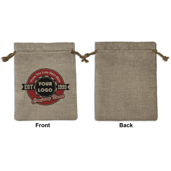 Logo & Tag Line Medium Burlap Gift Bag - Front Approval