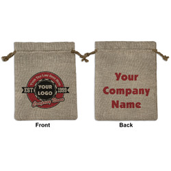 Logo & Tag Line Burlap Gift Bag - Medium -Double-Sided (Personalized)
