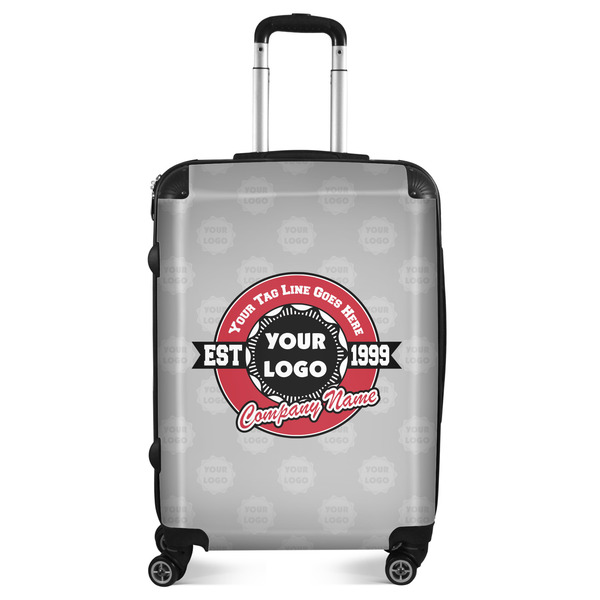 Custom Logo & Tag Line Suitcase - 24" Medium - Checked (Personalized)