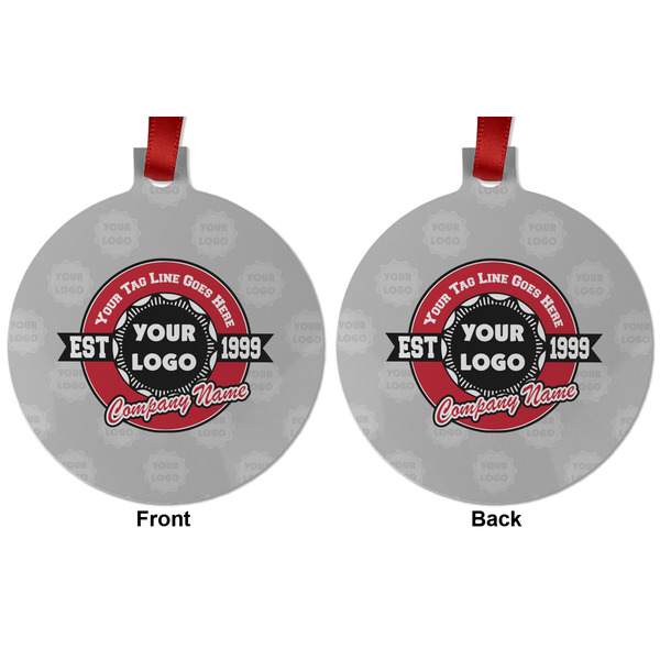 Logo & Tag Line Metal Ball Ornament - Front and Back