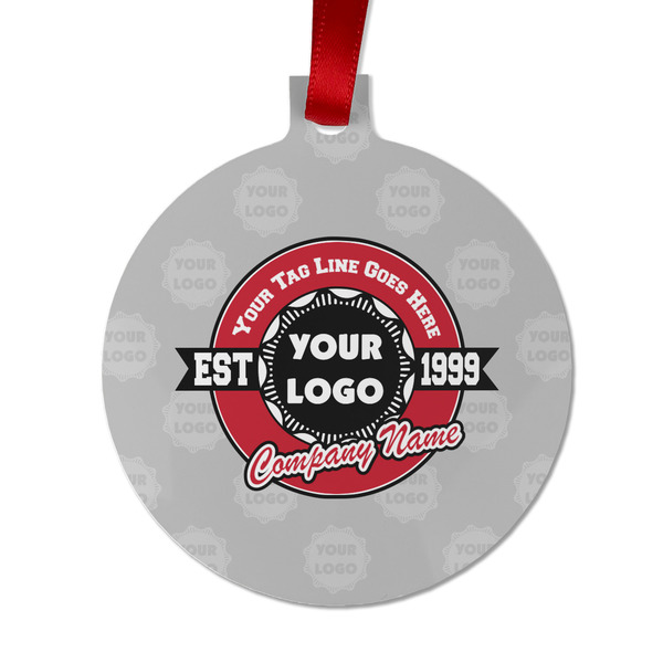 Custom Logo & Tag Line Metal Ball Ornament - Double-Sided w/ Logos