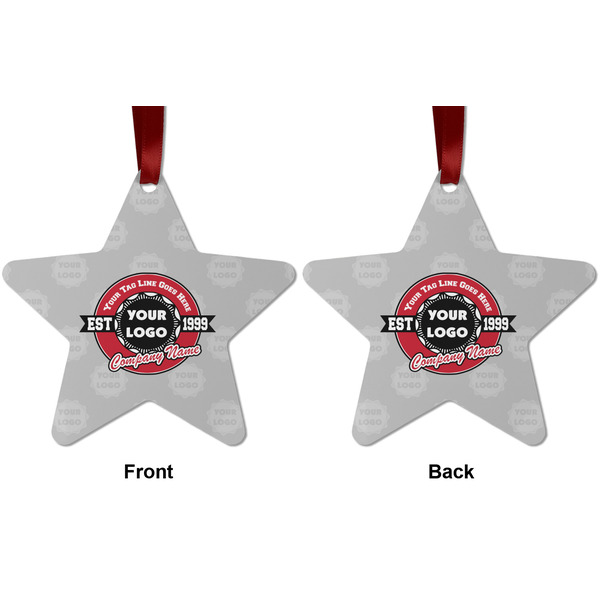 Logo & Tag Line Metal Star Ornament - Front and Back