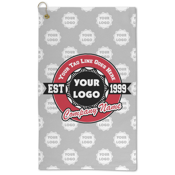 Custom Logo & Tag Line Microfiber Golf Towel w/ Logos