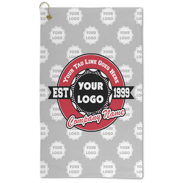 Custom Logo & Tag Line Microfiber Golf Towel w/ Logos