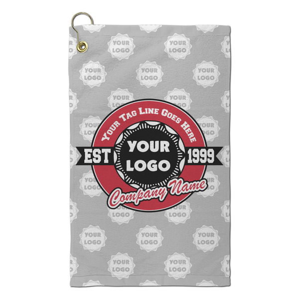 Custom Logo & Tag Line Microfiber Golf Towel - Small w/ Logos