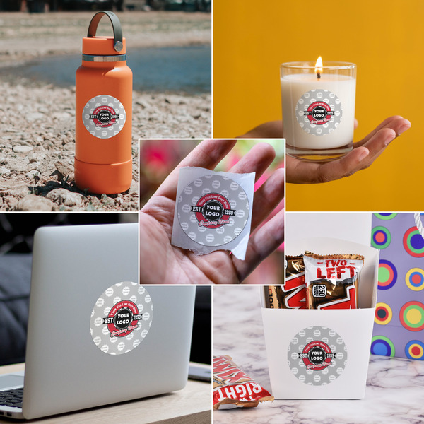 Logo & Tag Line Multipurpose Round Labels - In Context