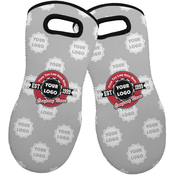 Logo & Tag Line Neoprene Oven Mitt -Set of 2 - Front