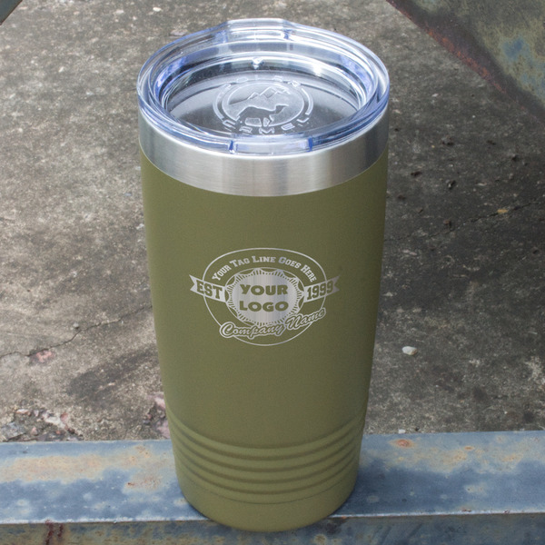 Logo & Tag Line Olive Polar Camel Tumbler - 20oz - Angled