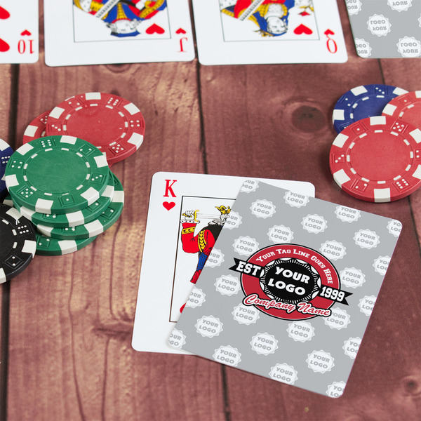 Logo & Tag Line On Table with Poker Chips