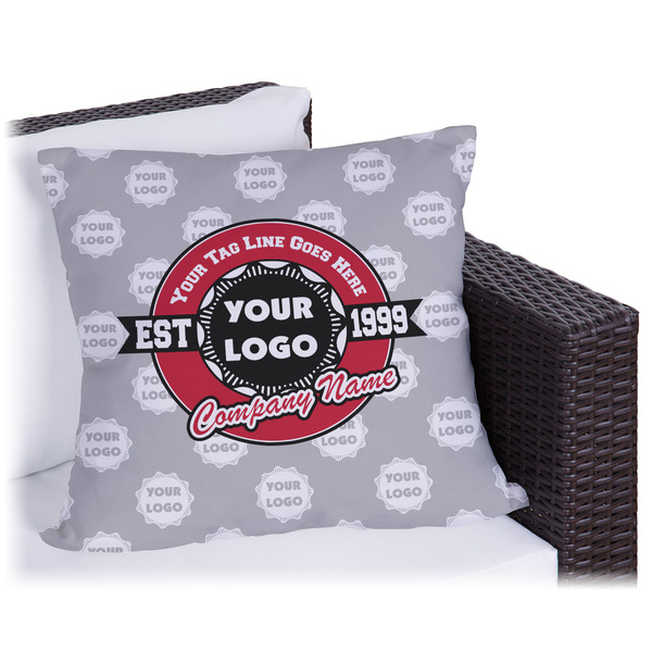 Custom Logo & Tag Line Outdoor Pillow - 16" w/ Logos