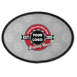 Logo & Tag Line Iron On Oval Patch w/ Logos