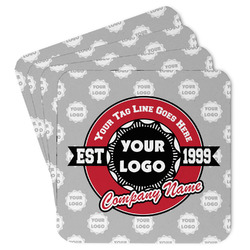 Logo & Tag Line Square Paper Coasters w/ Logos