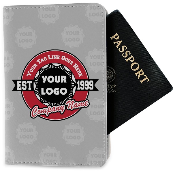 Custom Logo & Tag Line Passport Holder - Fabric w/ Logos