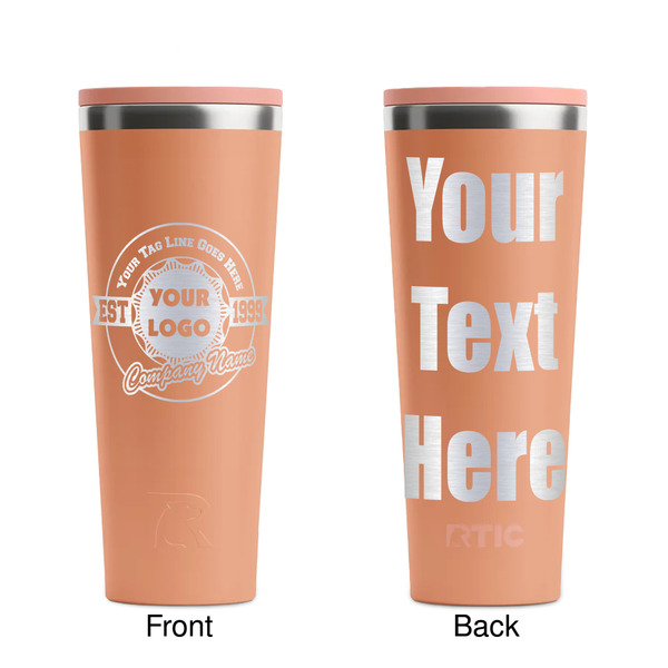 Logo & Tag Line Peach RTIC Everyday Tumbler - 28 oz. - Front and Back