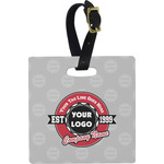Logo & Tag Line Plastic Luggage Tag - Square w/ Logos